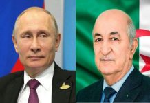 بوتين يهنئ الرئيس تبون بعيد ميلاده الـ75 بوتين يهنئ الرئيس تبون بعيد ميلاده الـ75