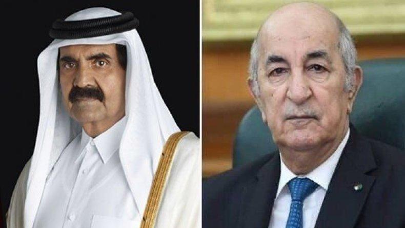 الرئيس تبون يتلقى تهاني العيد من قبل أمير دولة قطر السابق الرئيس تبون يتلقى تهاني العيد من قبل أمير دولة قطر السابق