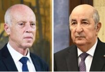 تبون يتلقى تهنئة العيد من نظيره التونسي تبون يتلقى تهنئة العيد من نظيره التونسي