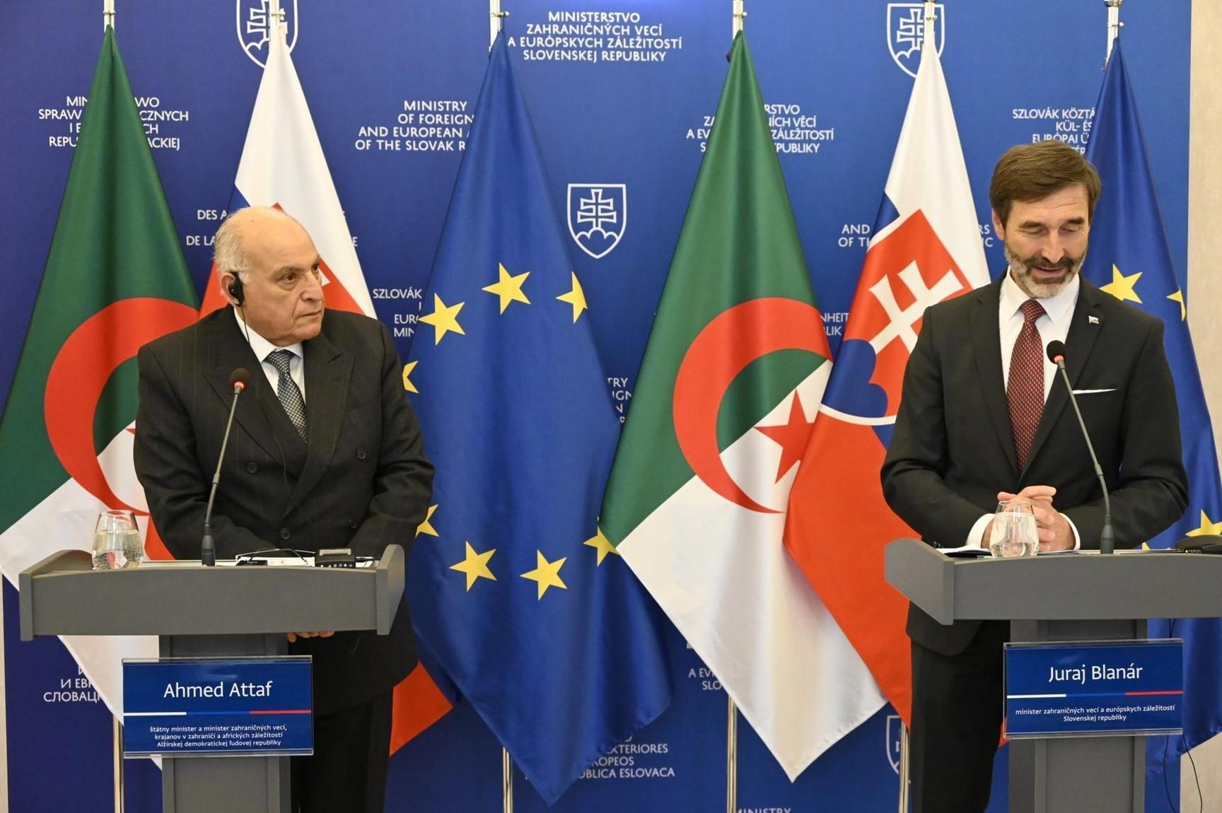 الجزائر وسلوفاكيا توقعان على إعلان مشترك لضبط أولويات التعاون الثنائي الجزائر وسلوفاكيا توقعان على إعلان مشترك لضبط أولويات التعاون الثنائي