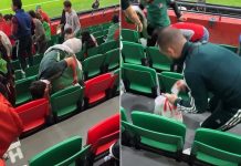 جماهير الجزائر تنظف الملعب بعد الفوز على السودان بكأس أفريقيا جماهير الجزائر تنظف الملعب بعد الفوز على السودان بكأس أفريقيا