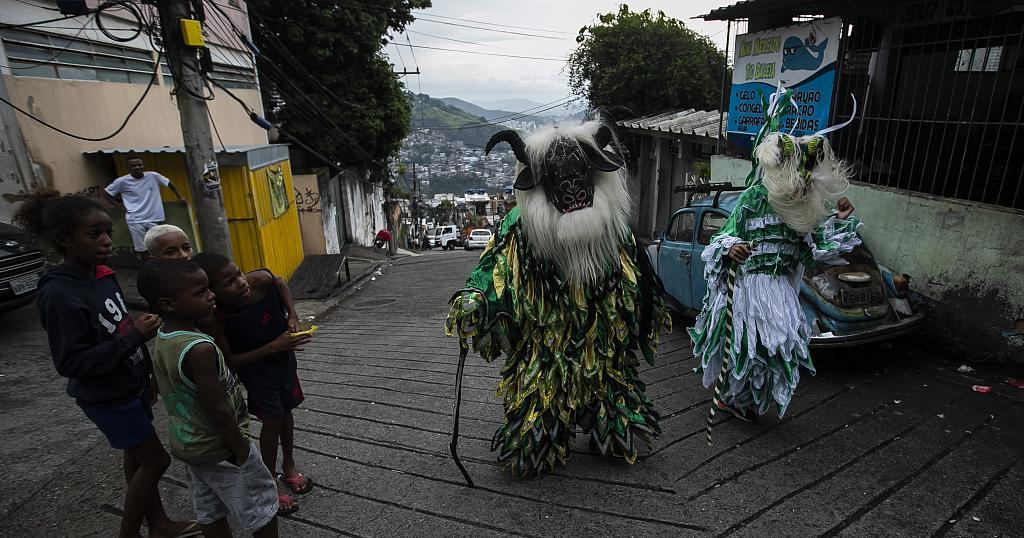 Colorful Afro-Brazilian parade on Three Kings Day