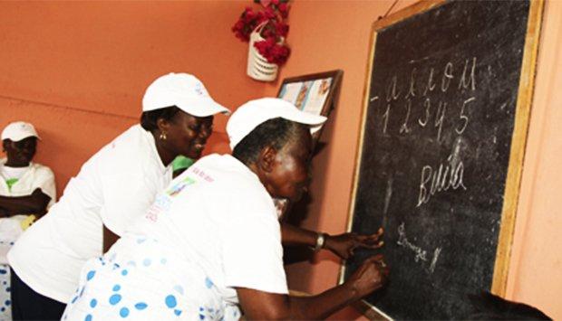 Elderly women on Luanda Island are being literate Elderly women on Luanda Island are being literate
