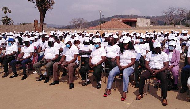 Polling station staff members complete training