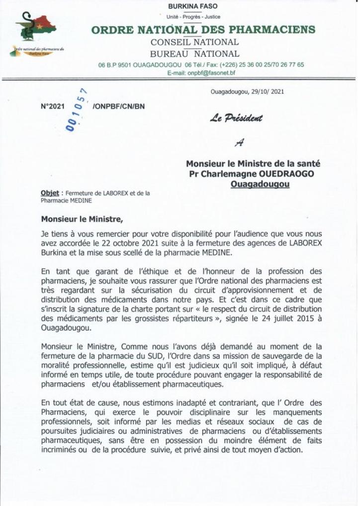 Fermeture de l'agence Laborex et la pharmacie Médine : L'ordre des pharmaciens interpelle le ministre de la santé Fermeture de l'agence Laborex et la pharmacie Médine : L'ordre des pharmaciens interpelle le ministre de la santé