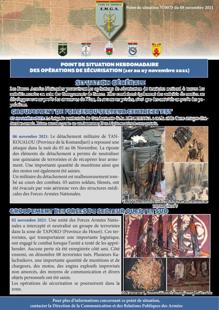 Sécurité à l' Est et dans le Houet : Une trentaine de terroristes neutralisés et plusieurs matériels récupérés Sécurité à l' Est et dans le Houet : Une trentaine de terroristes neutralisés et plusieurs matériels récupérés