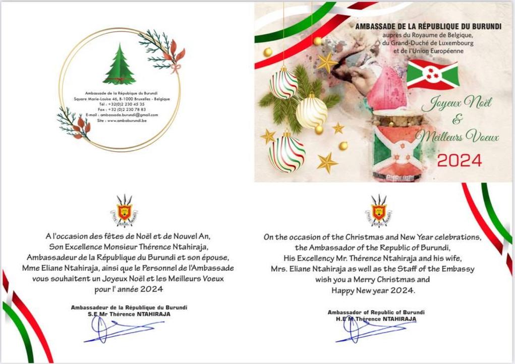 Burundi / Belgique : Amb. Ntahiraja Thérence souhaite de bonnes fêtes de fin d’année Burundi / Belgique : Amb. Ntahiraja Thérence souhaite de bonnes fêtes de fin d’année