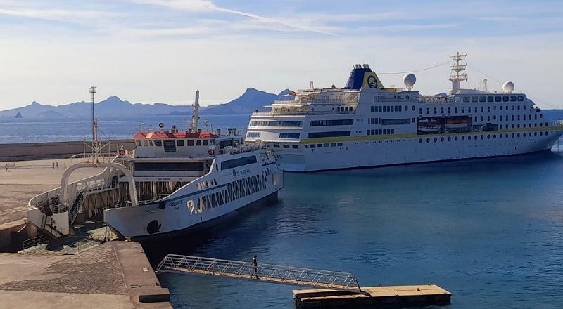 The ship to Porto Novo on first of six cruise scales in December - Cape Verde