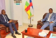 Touadéra Accueille le Ministre Togolais Bawara Touadéra Accueille le Ministre Togolais Bawara