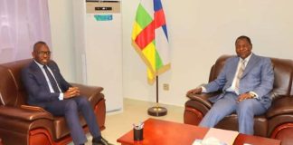 Touadéra Accueille le Ministre Togolais Bawara Touadéra Accueille le Ministre Togolais Bawara