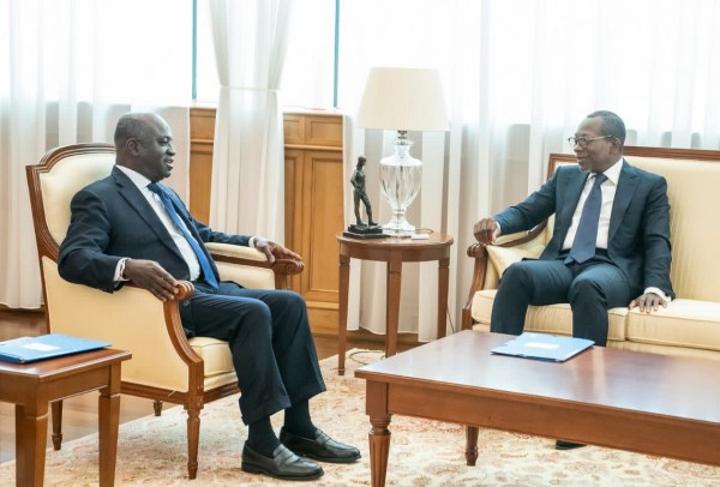 Côte d'Ivoire-Bénin : Conseil de l'Entente, Amon Tanoh chez Patrice Talon pour prendre conseils et orientations dans le but de rendre l'organisation efficiente en matière budgétaire Côte d'Ivoire-Bénin : Conseil de l'Entente, Amon Tanoh chez Patrice Talon pour prendre conseils et orientations dans le but de rendre l'organisation efficiente en matière budgétaire