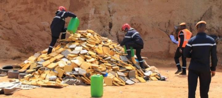 Près d'une tonne de cannabis incinérée à Adiaké, importante saisie à Yamoussoukro et interpellation de 16 individus Près d'une tonne de cannabis incinérée à Adiaké, importante saisie à Yamoussoukro et interpellation de 16 individus
