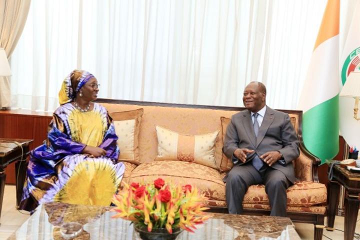 Côte d'Ivoire-Sénégal : Présente à Abidjan pour la grande Commission mixte de Coopération, Yacine Fall chez Ouattara Côte d'Ivoire-Sénégal : Présente à Abidjan pour la grande Commission mixte de Coopération, Yacine Fall chez Ouattara
