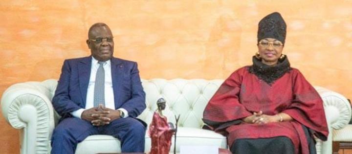 Visite institutionnelle, le président de la Cour de Cassation Yua Koffi et Chantal Nanaba Camara échangent au Conseil constitutionnel Visite institutionnelle, le président de la Cour de Cassation Yua Koffi et Chantal Nanaba Camara échangent au Conseil constitutionnel