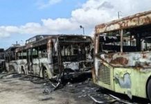 Incendie de 19 bus au dépôt SOTRA à Abobo Incendie de 19 bus au dépôt SOTRA à Abobo
