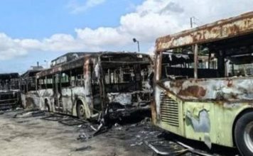Incendie de 19 bus au dépôt SOTRA à Abobo Incendie de 19 bus au dépôt SOTRA à Abobo