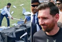 Angry fans throw chairs and bottles at Messi event in India Angry fans throw chairs and bottles at Messi event in India