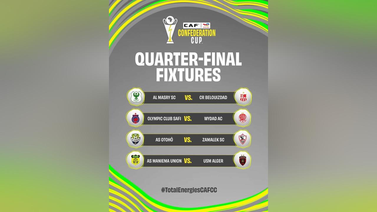 CAF Confederation Cup Quarter-Final Fixtures Confirmed CAF Confederation Cup Quarter-Final Fixtures Confirmed