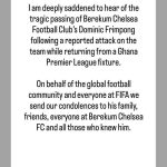 Infantino Leads Tributes for Dominic Frimpong’s Death Infantino Leads Tributes for Dominic Frimpong's Death
