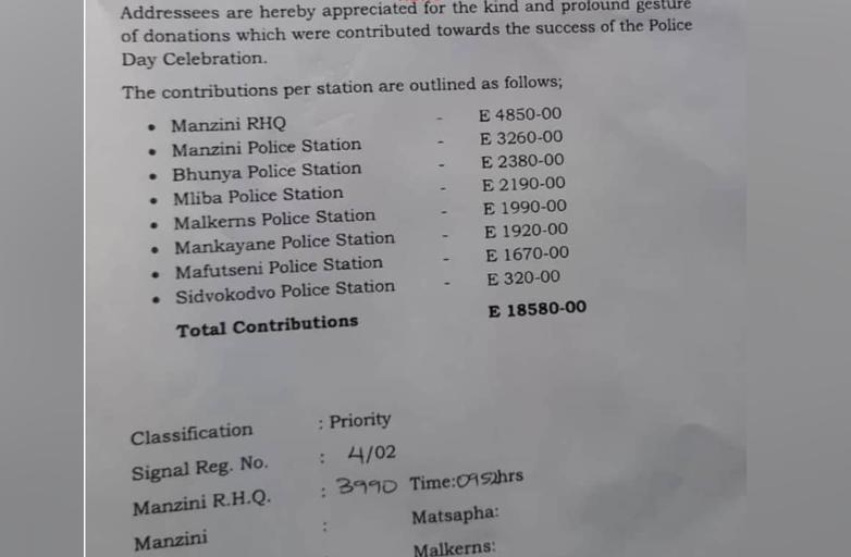 Junior police officers refuse to contribute R500,000.00 for Mswati’s Police Day, only R18,000.00 collected in Manzini region