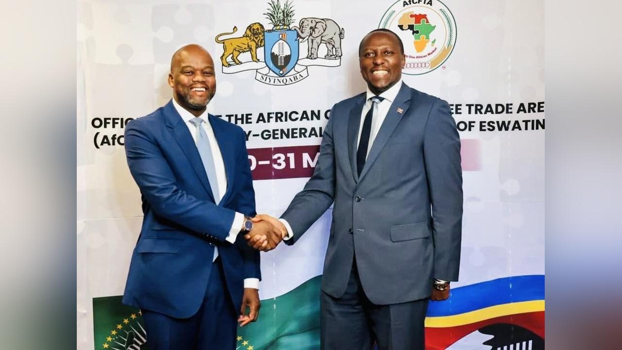 Prime Minister Russell Mmiso Dlamini meets Secretary General of the African Continental Free Trade Area(AfCFTA),delegation to engage with the private sector Prime Minister Russell Mmiso Dlamini meets Secretary General of the African Continental Free Trade Area(AfCFTA),delegation to engage with the private sector