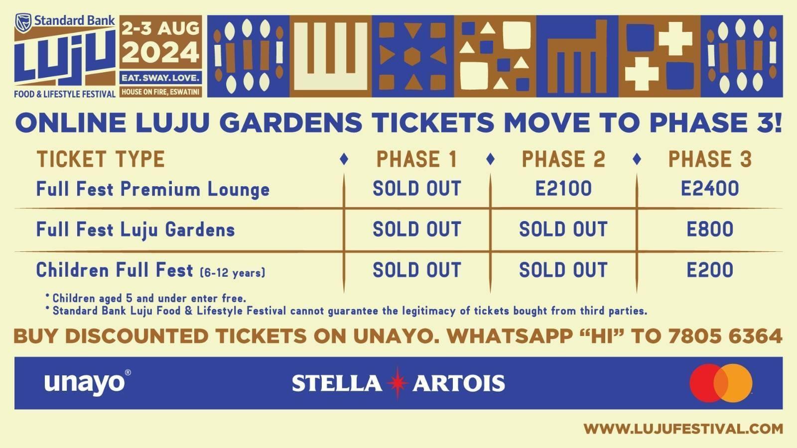 Online Luju Gardens Tickets Move to Phase 3 - Eswatini