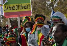 Ethiopian performers and athletes prepare to visit the frontline