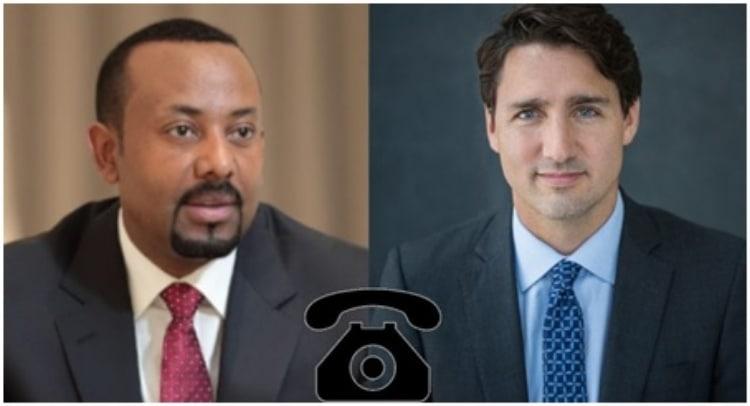 PM Abiy Holds Discussion with Canadian Counterpart Justin Trudeau