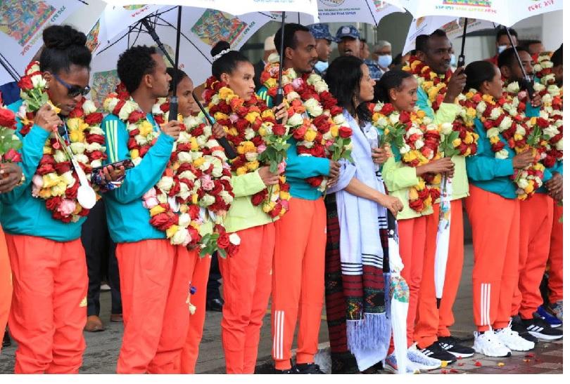 Ethiopia’s Athletics Team Receives Warm Welcome Ethiopia’s Athletics Team Receives Warm Welcome