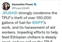 USAID Condemns in Strongest Terms TPLF’s Theft of Fuel from WFP’s Work in Tigray USAID Condemns in Strongest Terms TPLF’s Theft of Fuel from WFP’s Work in Tigray