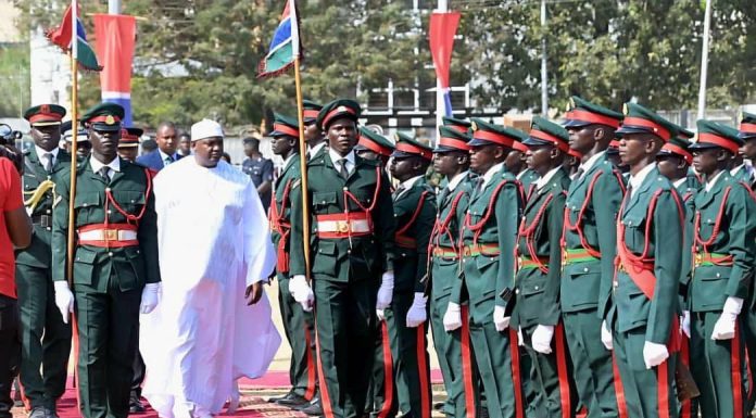 Adama Barrow Inspects Troops at Gambia’S 61St Anniversary Adama Barrow Inspects Troops at Gambia'S 61St Anniversary