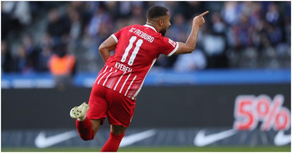 Ghana midfielder Daniel-Kofi Kyereh reacts to Freiburg's draw at Hertha Berlin