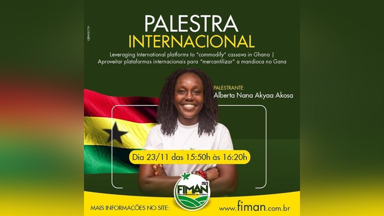 Alberta from Agrihouse Foundation speaks at the International Cassava Fair in Brazil Alberta from Agrihouse Foundation speaks at the International Cassava Fair in Brazil
