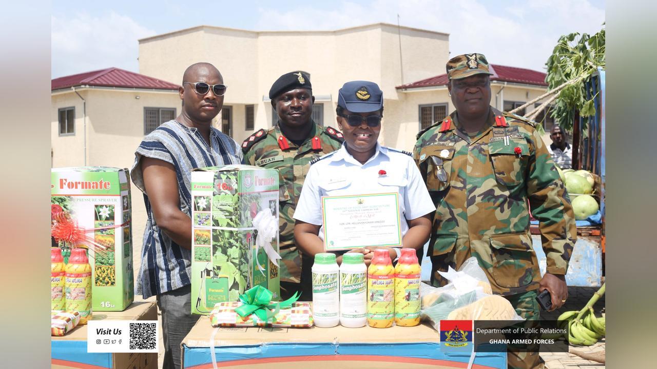Colonel Michel Yao Borbi, and Squadron Leader Hellen Enyonam Amedzo have been adjudged as Best Aqua-Culture Farmer and Innovative Woman Farmer Colonel Michel Yao Borbi, and Squadron Leader Hellen Enyonam Amedzo have been adjudged as Best Aqua-Culture Farmer and Innovative Woman Farmer