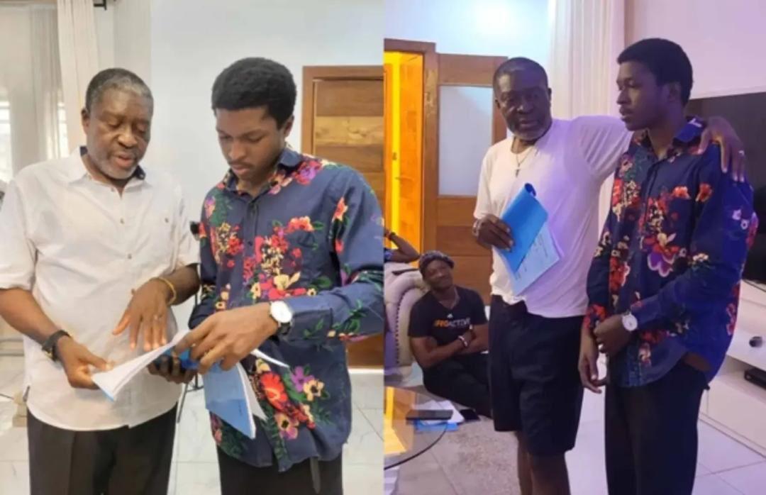 Kanayo O. Kanayo introduces his first son to movie industry, offers him role of Assistant Production Manager Kanayo O. Kanayo introduces his first son to movie industry, offers him role of Assistant Production Manager