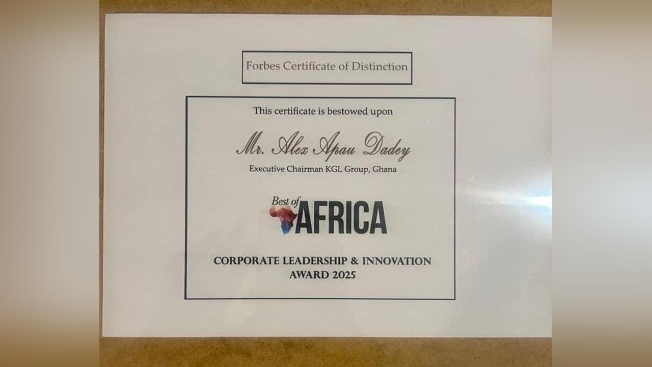 KGL Group'S Alex Apau Dadey Wins Forbes Award KGL Group'S Alex Apau Dadey Wins Forbes Award