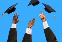 Zoom Graduation Graduate celebrates after virtually graduating from Egerton University