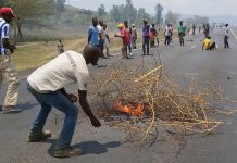 Youth protesting unemployment block Naivasha-Mai Mahiu road