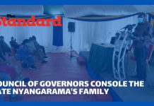 Oparanya leads governors in consoling the family of the late Nyangarama who passed away on Friday