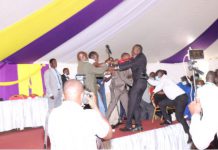 MPs Simba Arati and Sylvanus Osoro fight at a funeral in Kisii