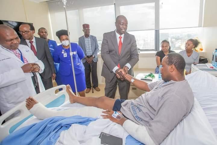 Gachagua visits Presidential Escort team injured in road accident Gachagua visits Presidential Escort team injured in road accident