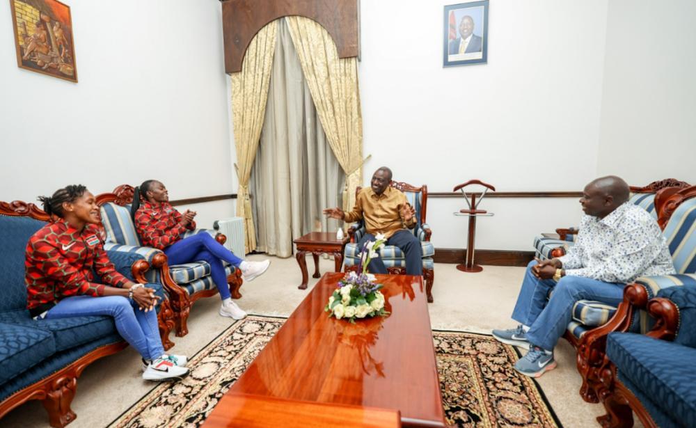 Ruto hosts Kipyegon, Moraa at State House, Nairobi Ruto hosts Kipyegon, Moraa at State House, Nairobi
