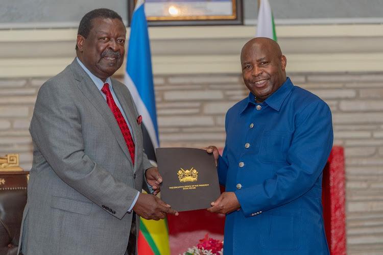 Mudavadi delivers Ruto's message to President Ndayishimiye Mudavadi delivers Ruto's message to President Ndayishimiye