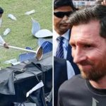 Angry fans throw chairs and bottles at Messi event in India Angry fans throw chairs and bottles at Messi event in India