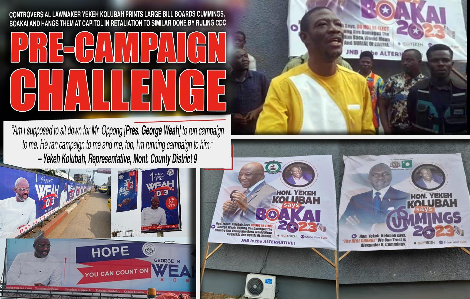 Liberia: Opposition Lawmaker Yekeh Kolubah Mounts Pre-Campaign Billboards for Boakai and Cummings at Capitol in Retaliation to CDC’s Pre-Campaign Liberia: Opposition Lawmaker Yekeh Kolubah Mounts Pre-Campaign Billboards for Boakai and Cummings at Capitol in Retaliation to CDC’s Pre-Campaign