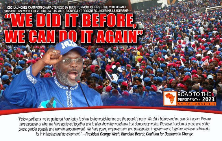 President Weah Expresses Confidence in Securing Second Term Victory Amidst Massive Turnout at Campaign Launch President Weah Expresses Confidence in Securing Second Term Victory Amidst Massive Turnout at Campaign Launch