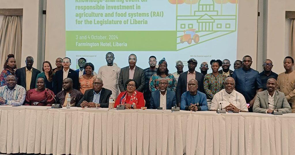 FAO, Legislators, Brainstorm to Promote Responsible Investment in Agriculture and Food Systems in Liberia FAO, Legislators, Brainstorm to Promote Responsible Investment in Agriculture and Food Systems in Liberia