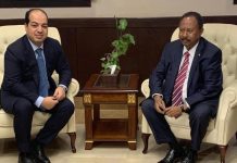 تأكيد ليبي سوداني على تنفيذ اتفاقية مراقبة الحدود النائب بالمجلس الرئاسي أحمد معيتيق، ورئيس الحكومة الانتقالية السودانية عبدالله حمدوك