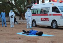 محاكاة لعملية بلاغ عن حالات الإصابة بكورونا