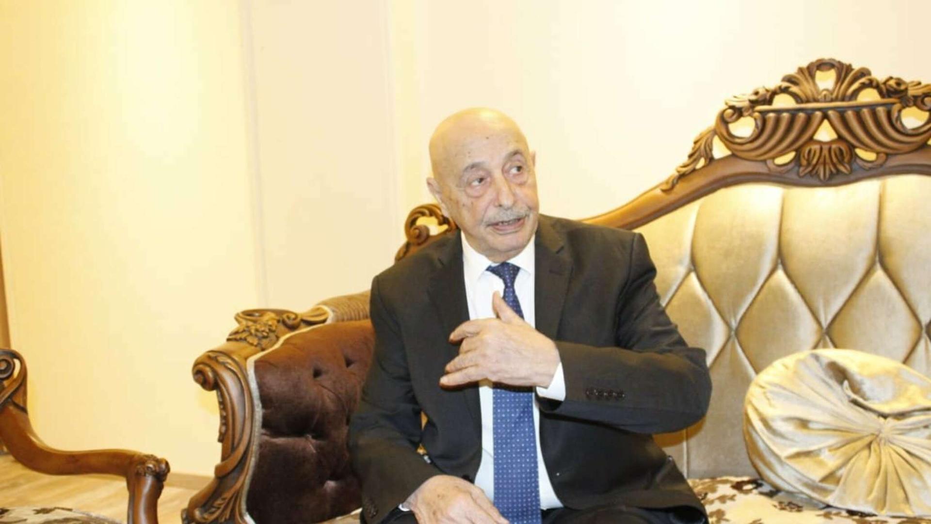 عقيلة صالح يدعو لضرورة التوصل إلى تسوية سياسية شاملة وإخراج عقيلة صالح يدعو لضرورة التوصل إلى تسوية سياسية شاملة وإخراج